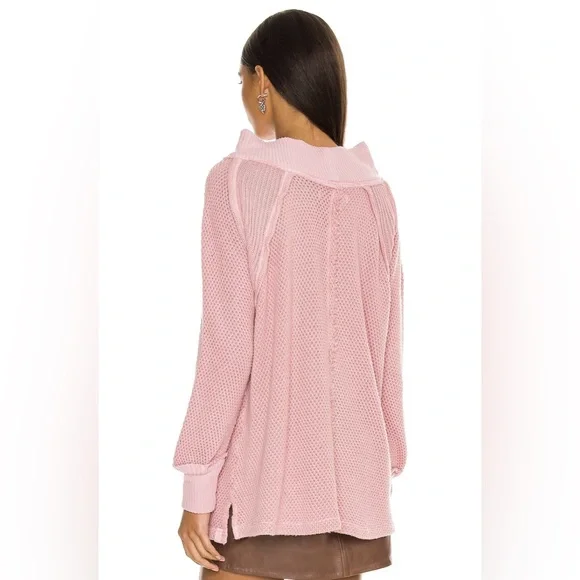 Free People She’s a Keeper Vented-Hem‎ Slouchy Tunic Sweater Pink NWT Size XS - Picture 11 of 11